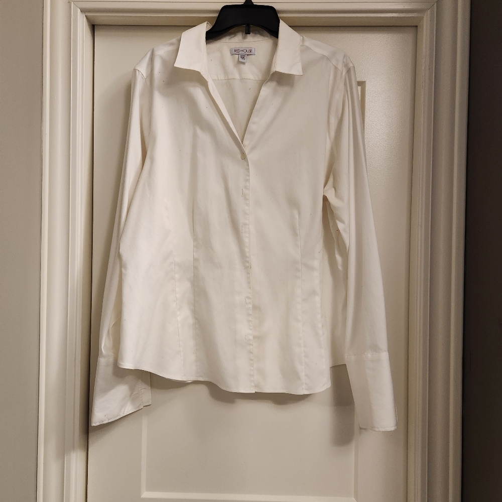 Red House XXL White wrinkle free French cuff blouse